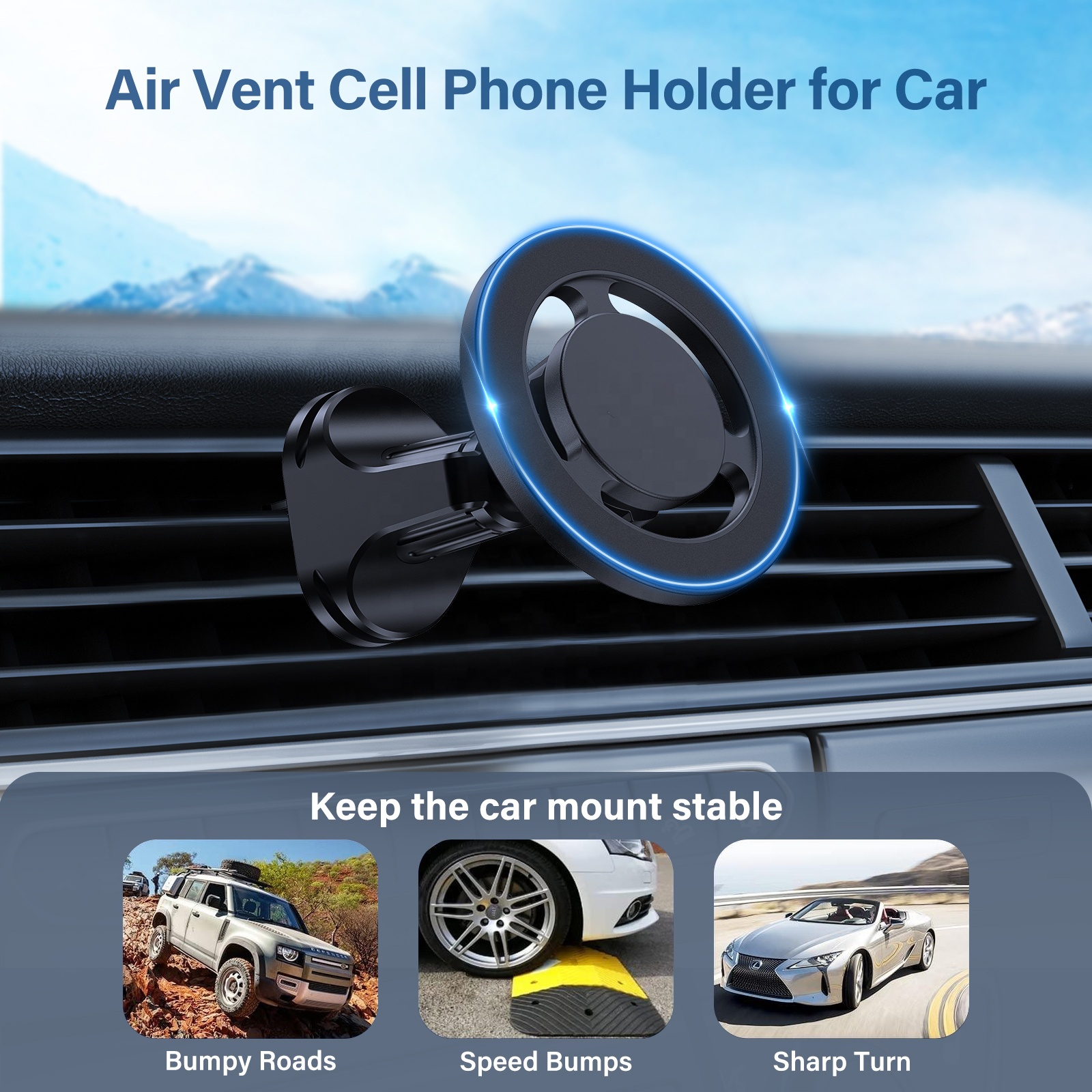 Direct Manufacturing unit Pricing: 360-Diploma Rotating Magnetic Automobile Telephone Holder - Highly effective Magnet Cellular Mount for iPhone 15, 14, and 13